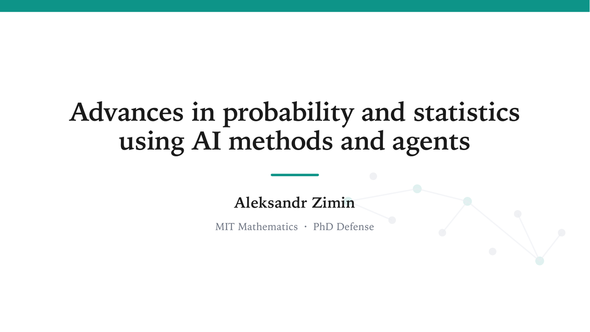 Title slide of Advances in probability and statistics using AI methods and agents